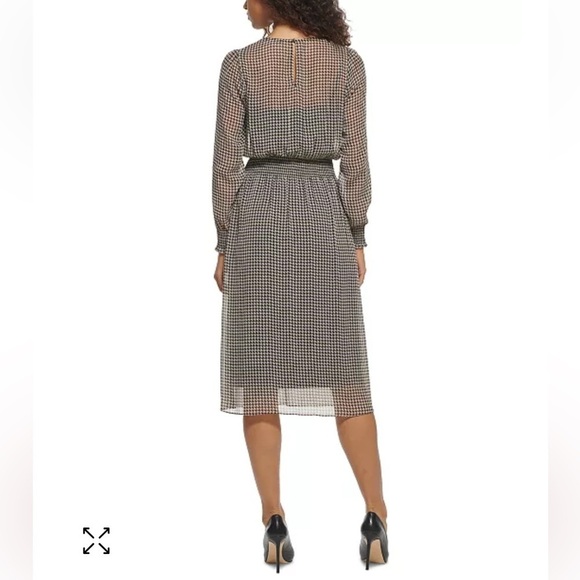 Tommy Hilfiger Houndstooth Smock-Waist Midi Dress sz 12 - Picture 7 of 7
